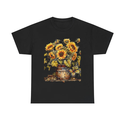 Sunflower Bouquet T-Shirt — Rustic Sunflowers & Butterflies Tee