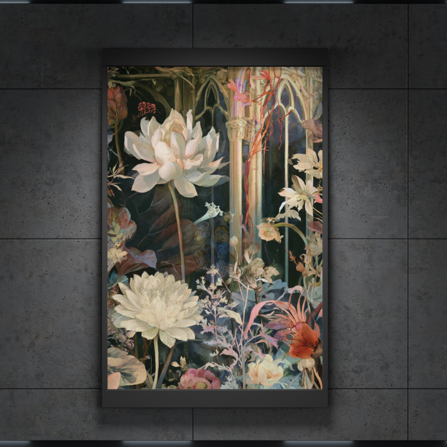 Botanical Vintage Floral Poster — Romantic Lotus & Garden Print
