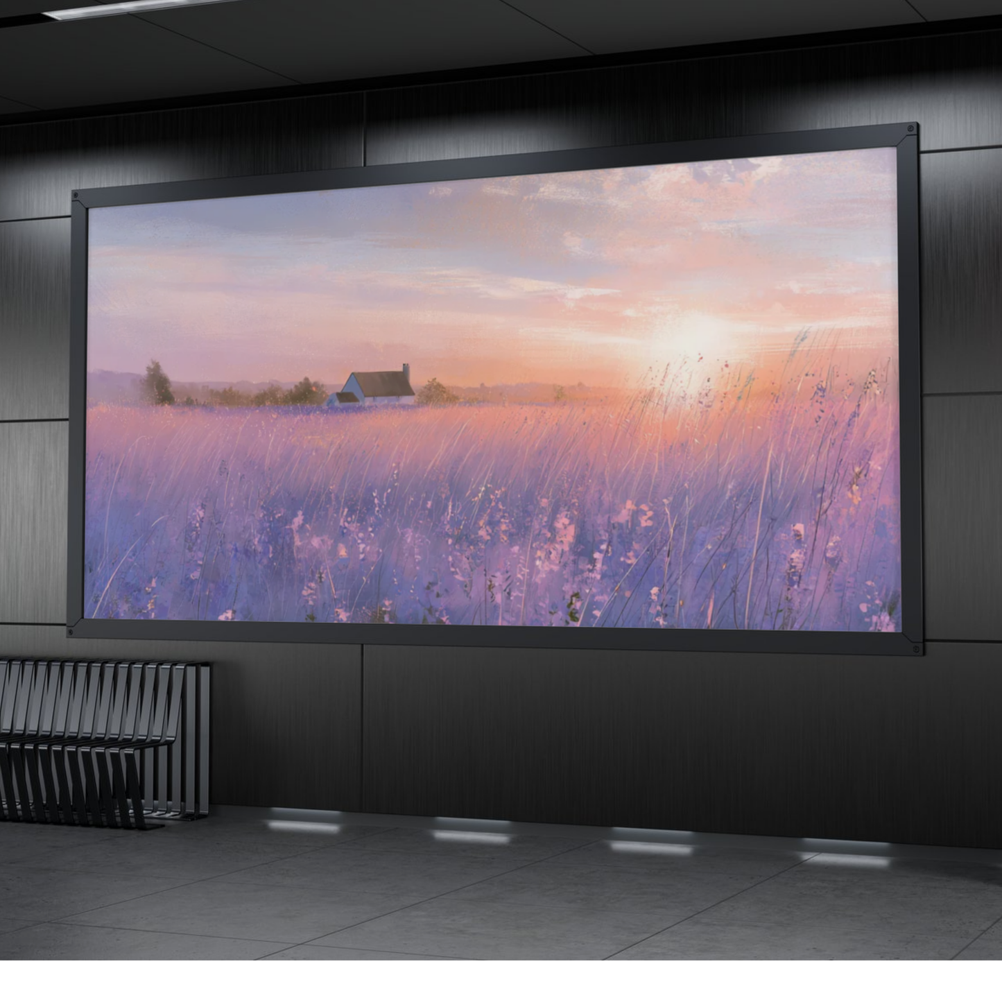 Lavender Dawn Serenity Dreamy Pastel Wildflower Meadow Landscape Wall Art