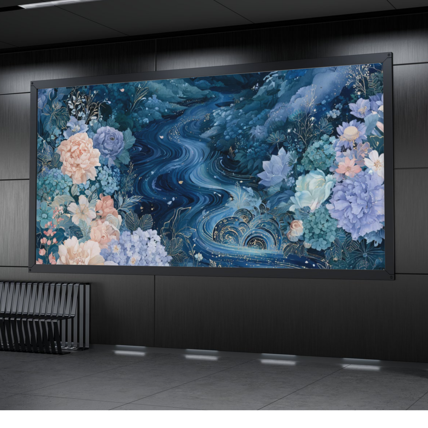 Floral Midnight River Rolled Poster