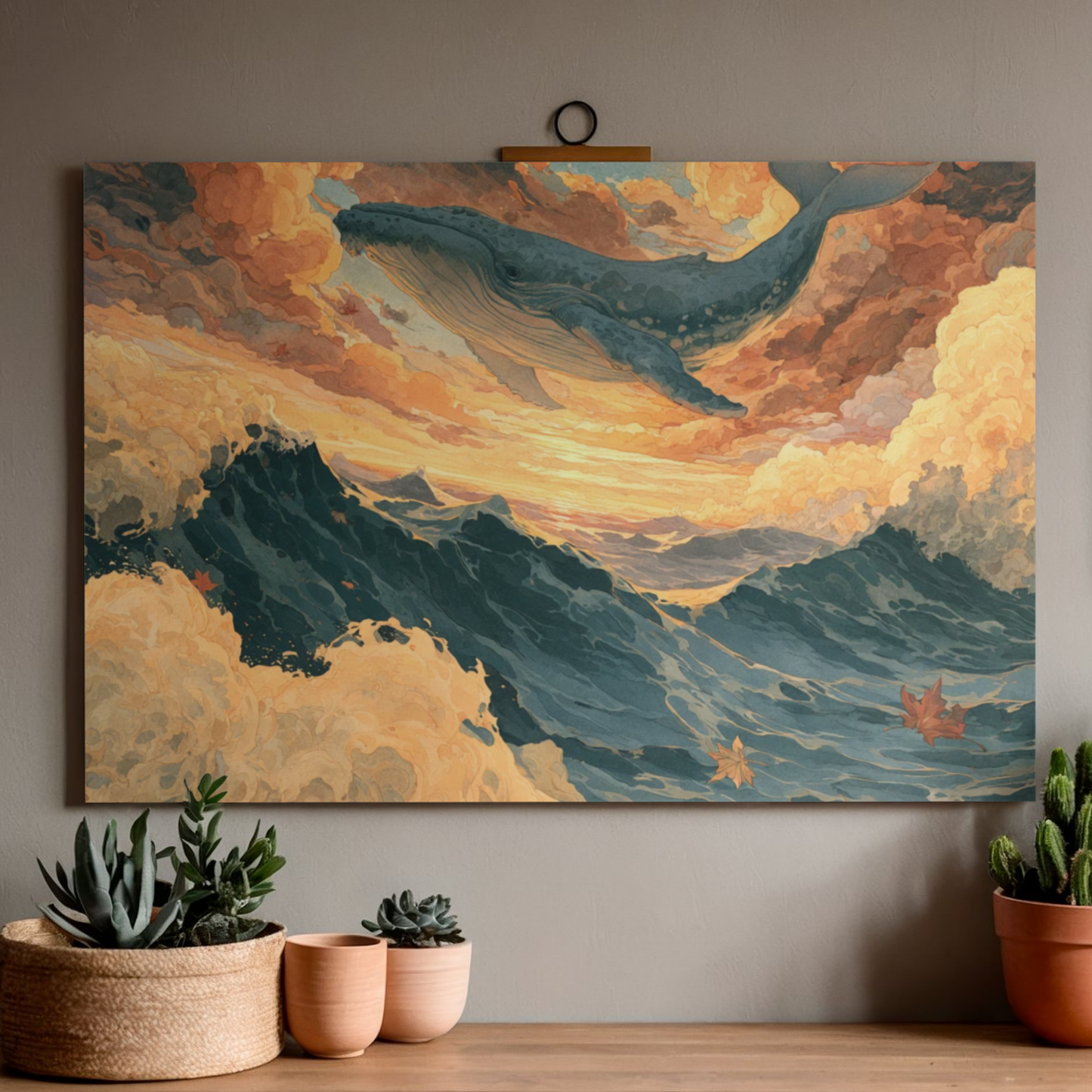 Surreal Whale Sunset Poster — Ocean Fantasy Rolled Art Print