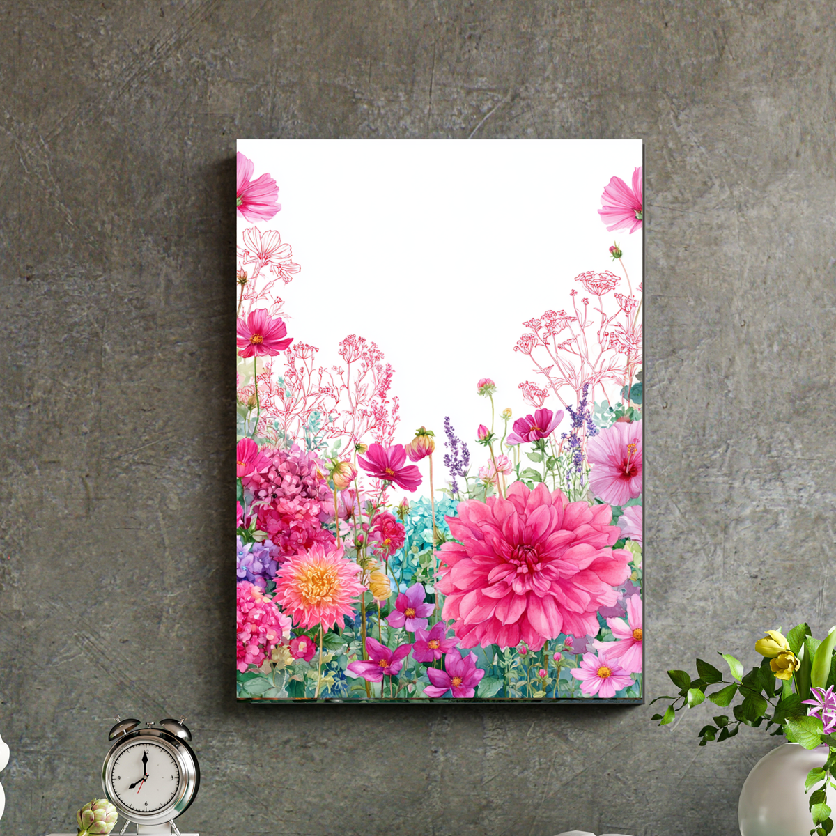 Pink Wildflower Garden Poster