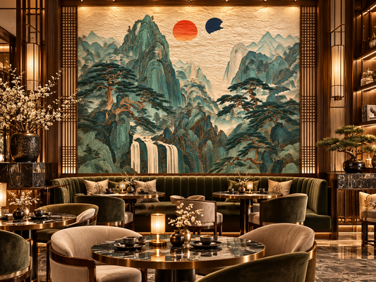 Stretched Canvas Wall Art – Serene Mountain Landscape Painting