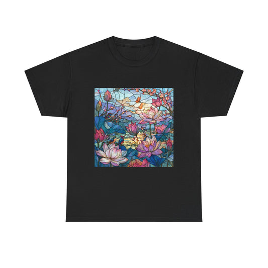 Lotus Garden of Light – Stained Glass Birds and Blossoms