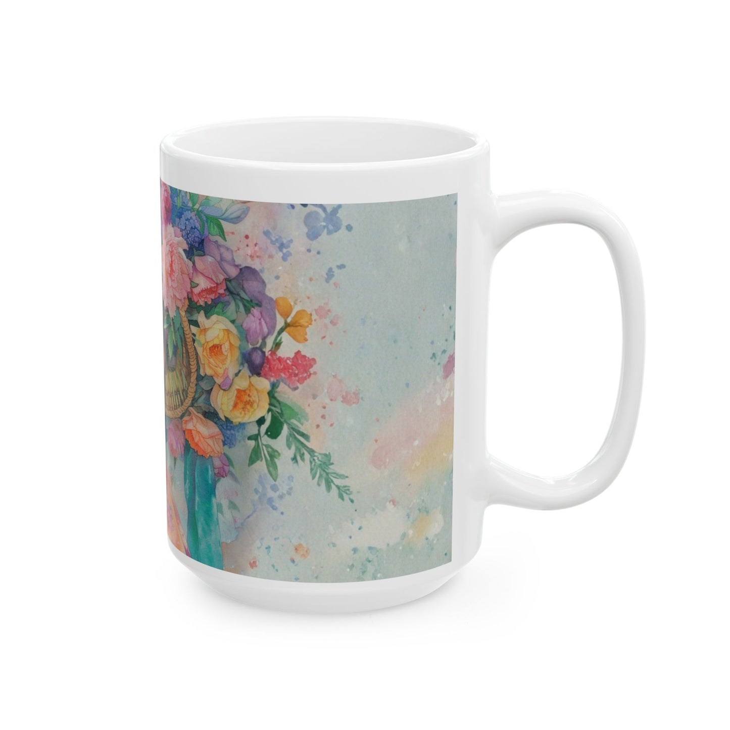 Floral Asian Portrait Ceramic Mug — Elegant Vintage-Inspired Tea Cup (11oz/15oz)