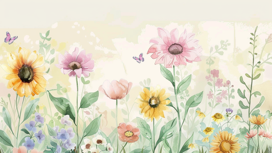 Pastel Wildflower Garden Watercolor Background
