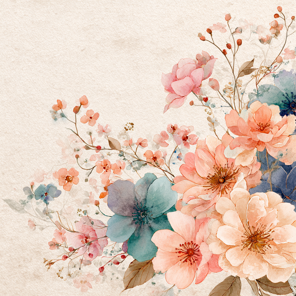 Pastel Watercolor Floral Garden Background