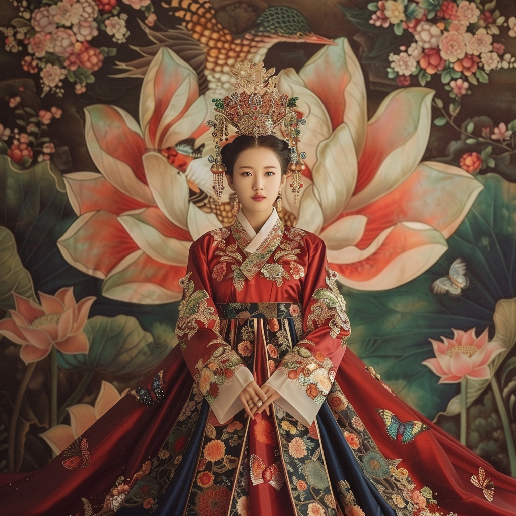 A Royal Bride in Scarlet Hanbok