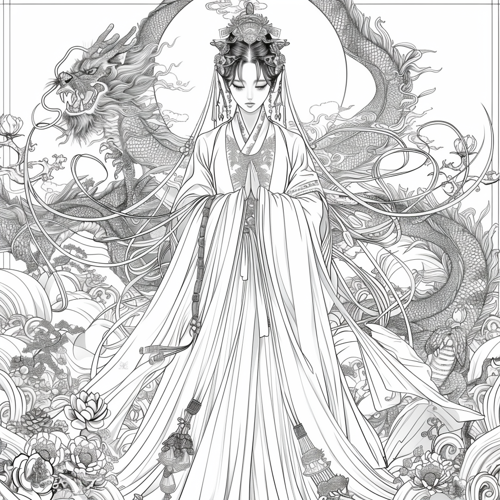 Rainbow Grace – The Blossom Maiden in Hanbok Splendor