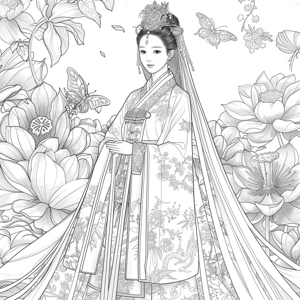 Majestic Harmony: The Lotus Bride in Hanbok Splendor