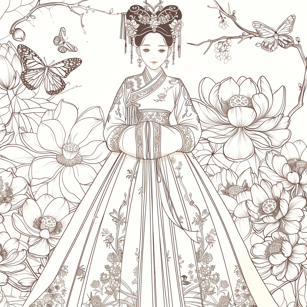 Majestic Harmony: The Lotus Bride in Hanbok Splendor
