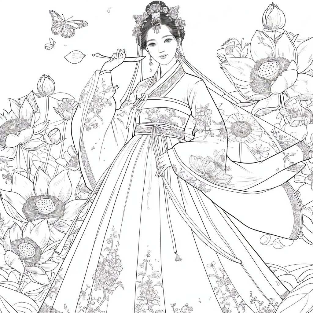 Majestic Harmony: The Lotus Bride in Hanbok Splendor