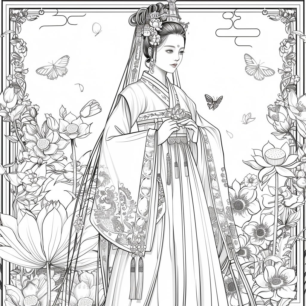 Majestic Harmony: The Lotus Bride in Hanbok Splendor