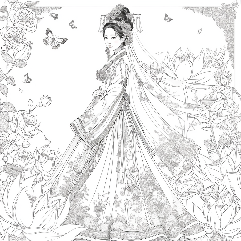 Majestic Harmony: The Lotus Bride in Hanbok Splendor