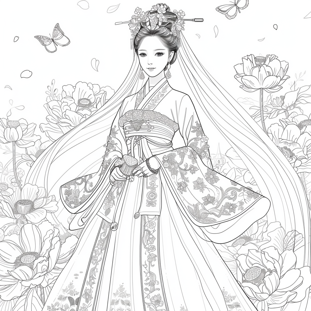Majestic Harmony: The Lotus Bride in Hanbok Splendor