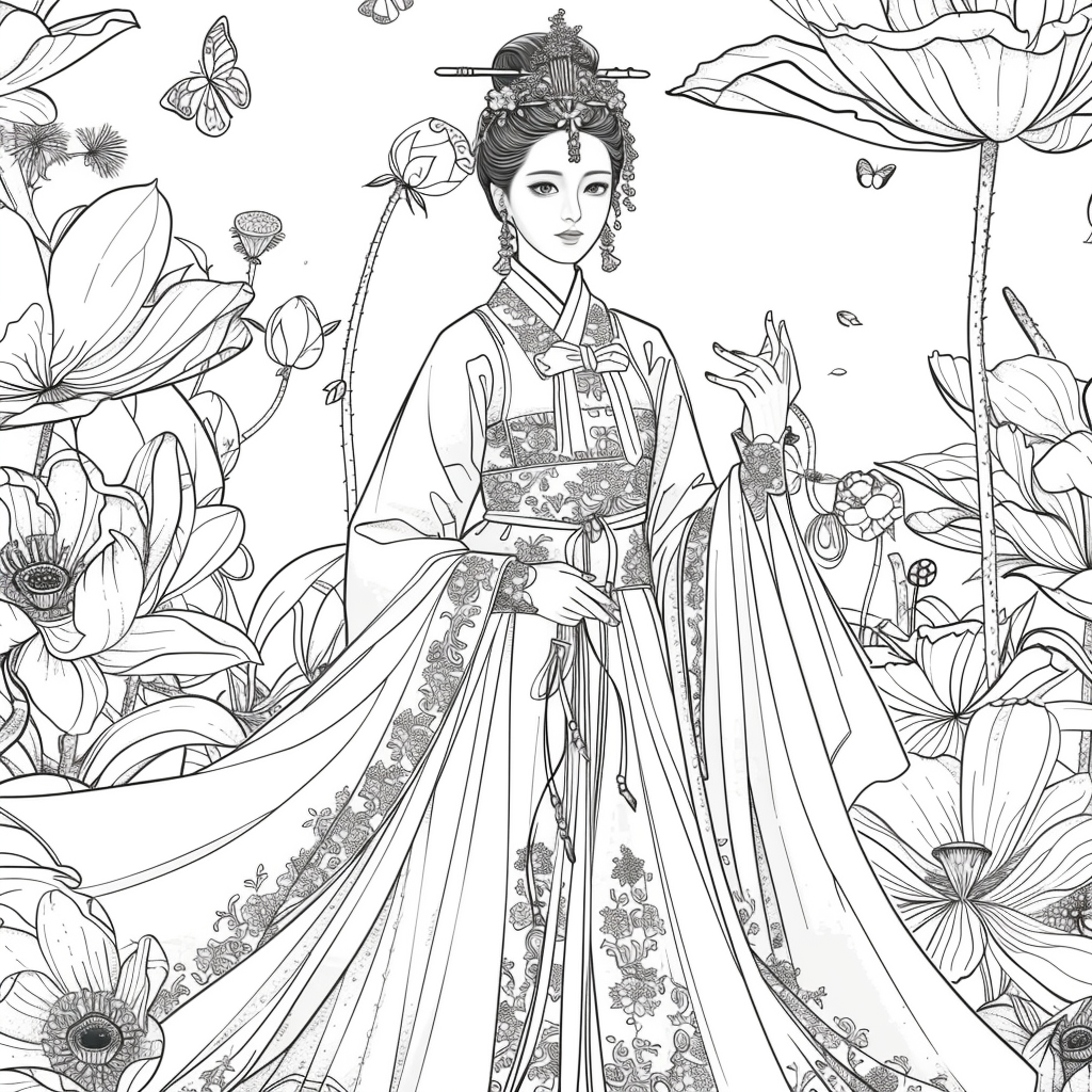 Majestic Harmony: The Lotus Bride in Hanbok Splendor