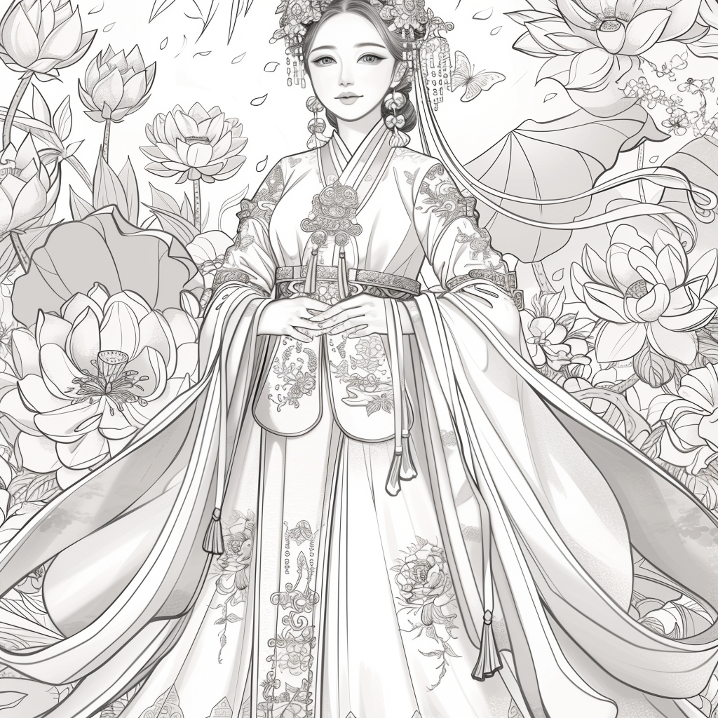 Majestic Harmony: The Lotus Bride in Hanbok Splendor