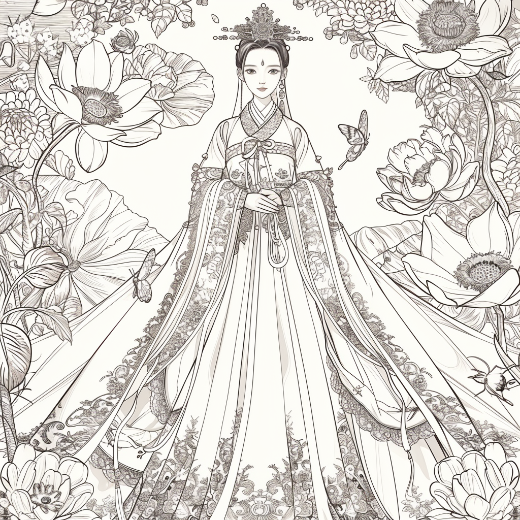 Majestic Harmony: The Lotus Bride in Hanbok Splendor