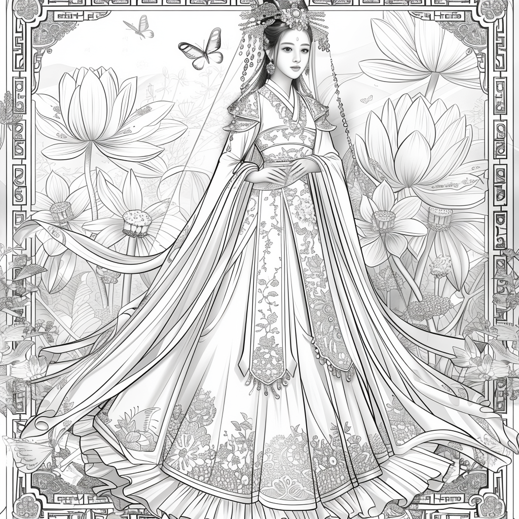 Majestic Harmony: The Lotus Bride in Hanbok Splendor
