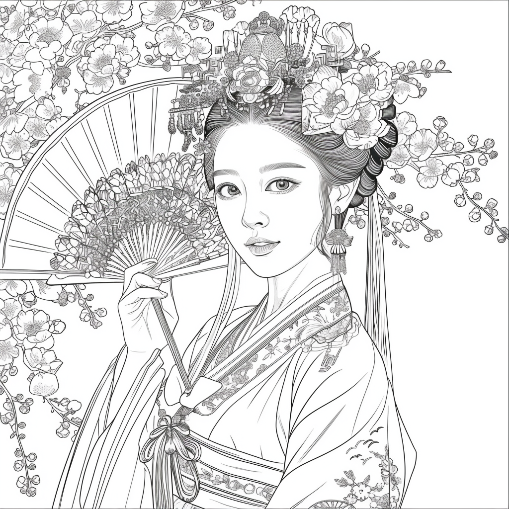 Regal Grace: Korean Princess with Fan