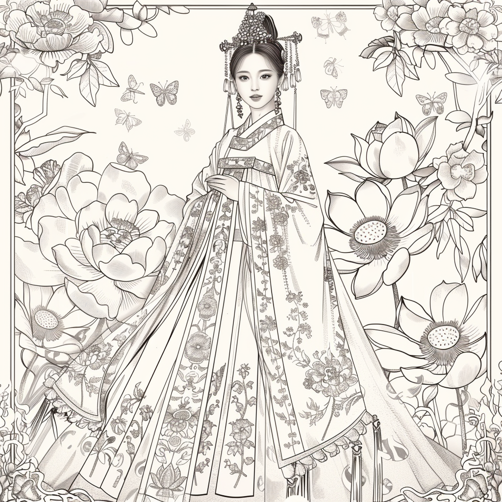 Celestial Bride Among Lotus Blossoms and Butterflies