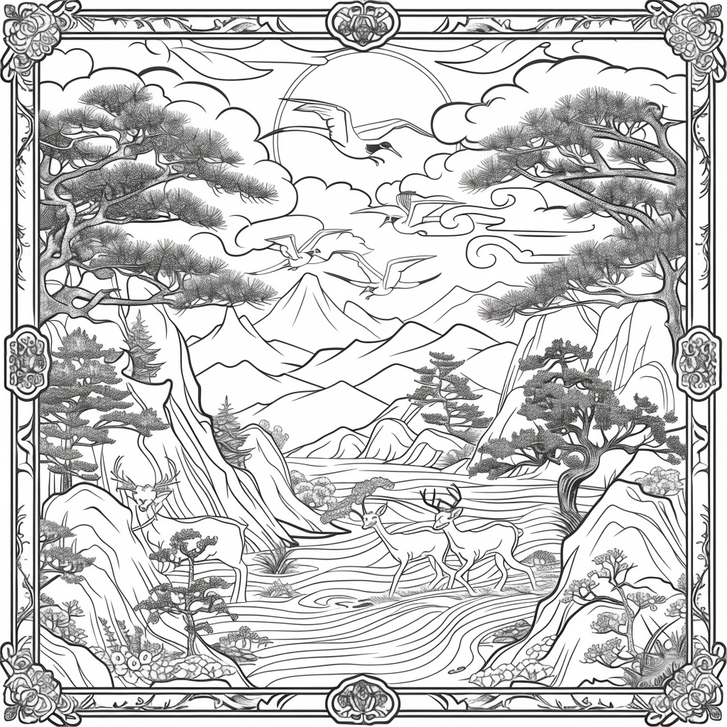 Harmony of Cranes and Golden Sun