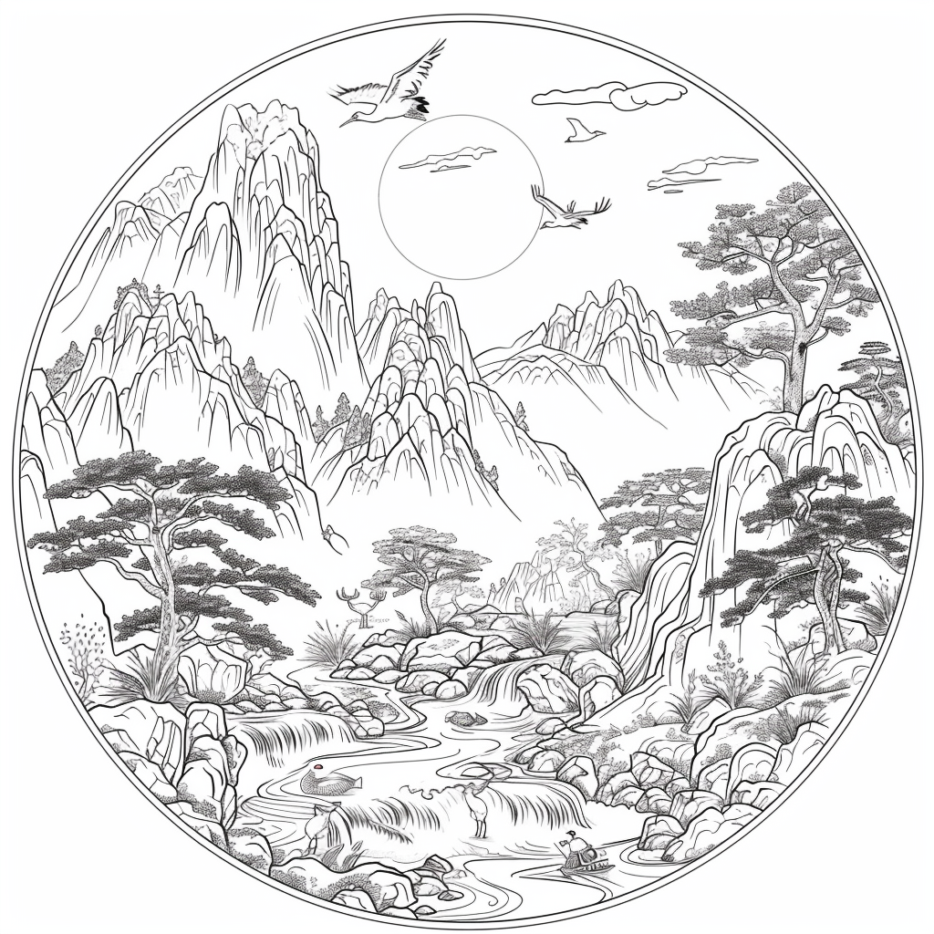 Harmony of Cranes and Golden Sun