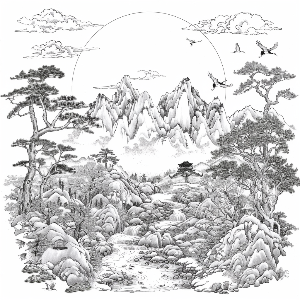 Harmony of Cranes and Golden Sun