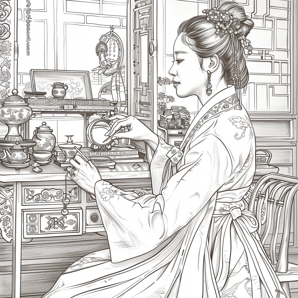 Grace at the Vanity: Korean Lady in Hanbok