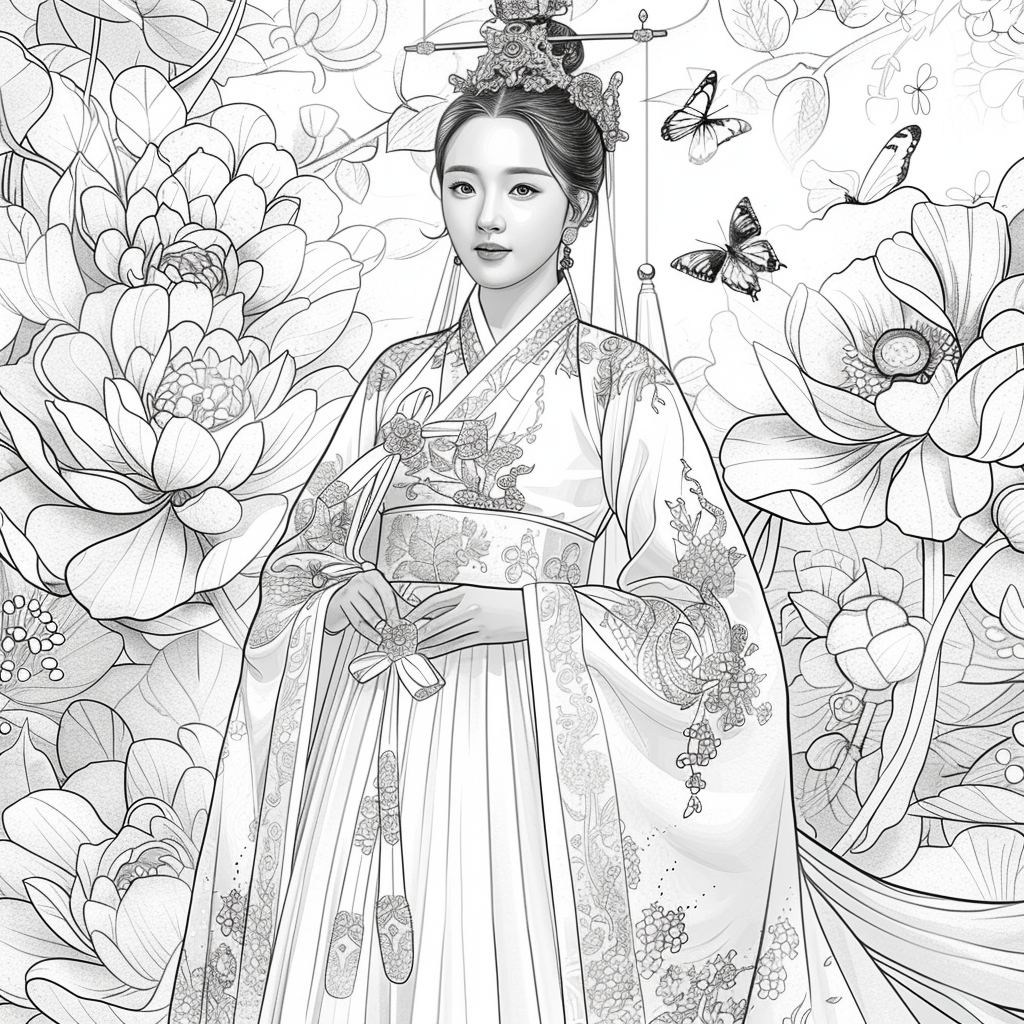 A Royal Bride in Scarlet Hanbok