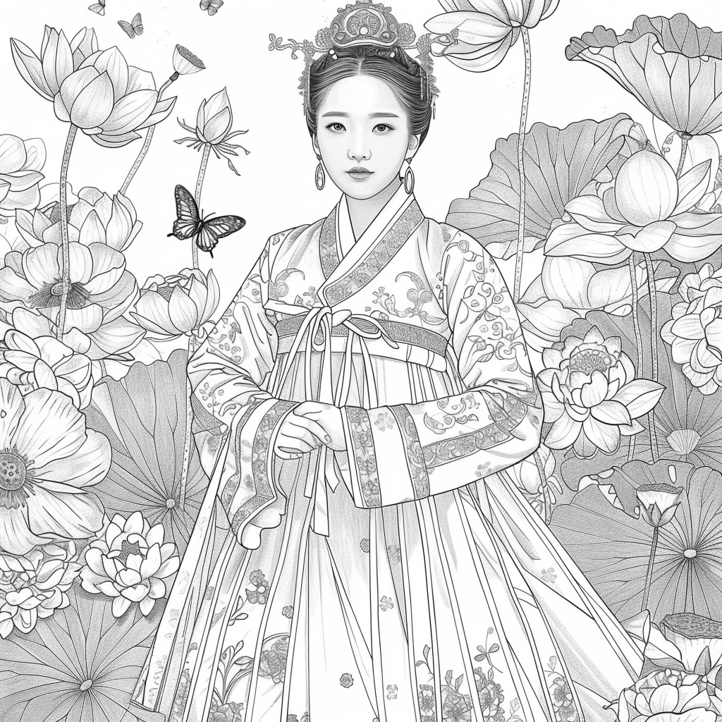 A Royal Bride in Scarlet Hanbok