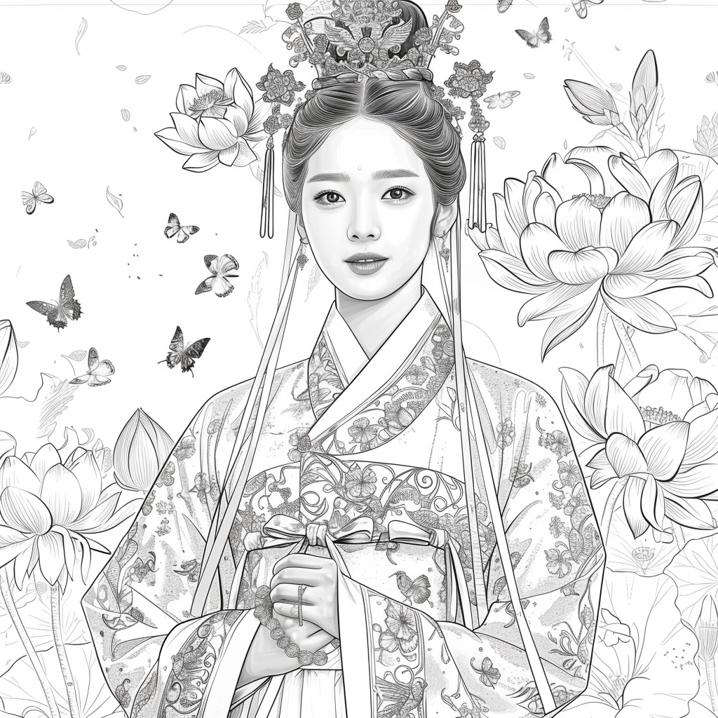 A Royal Bride in Scarlet Hanbok