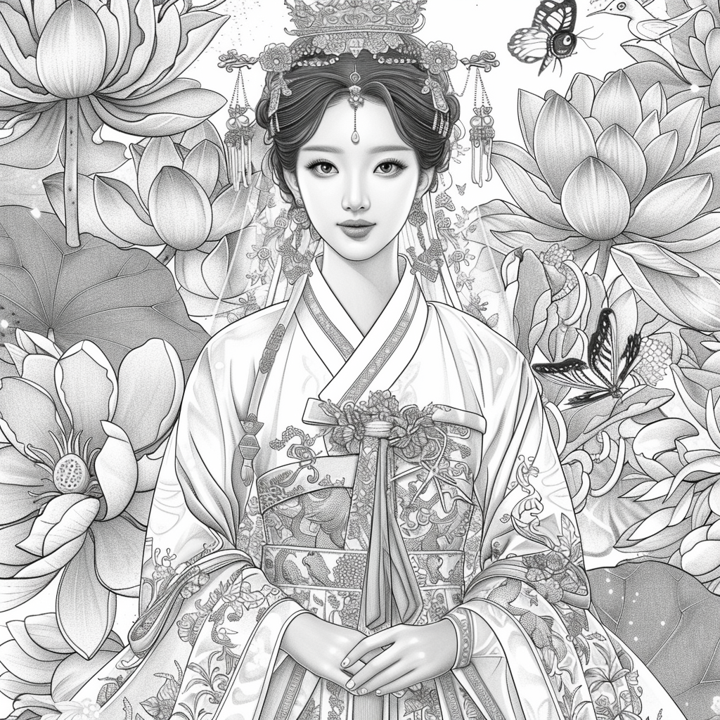 A Royal Bride in Scarlet Hanbok