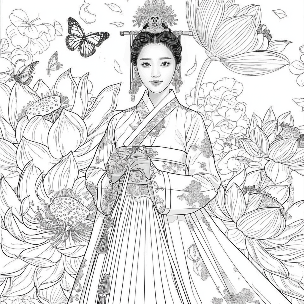 A Royal Bride in Scarlet Hanbok