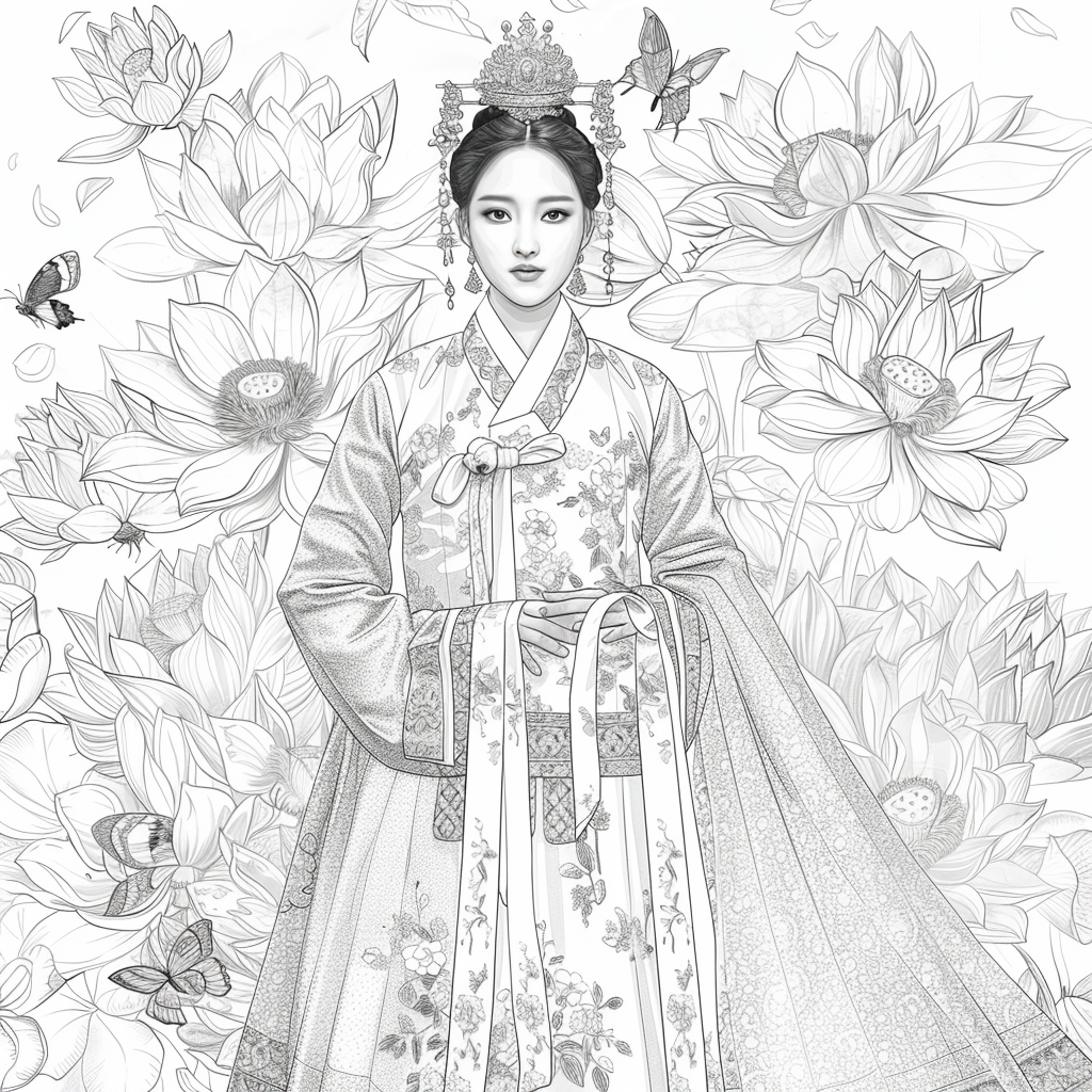 A Royal Bride in Scarlet Hanbok