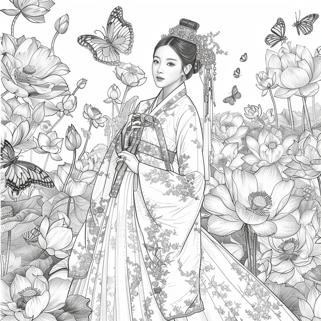 A Royal Bride in Scarlet Hanbok