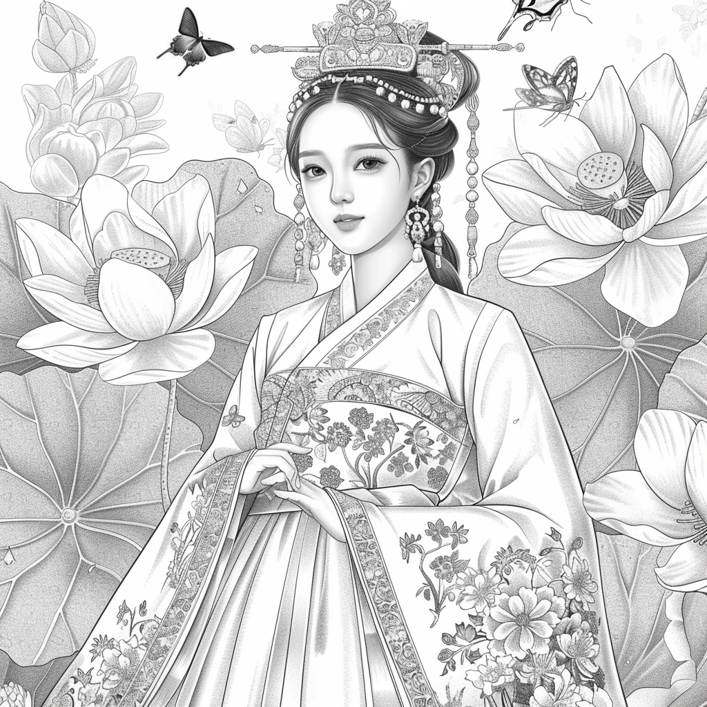 A Royal Bride in Scarlet Hanbok