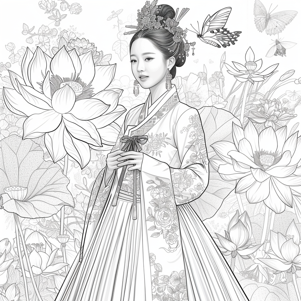 A Royal Bride in Scarlet Hanbok
