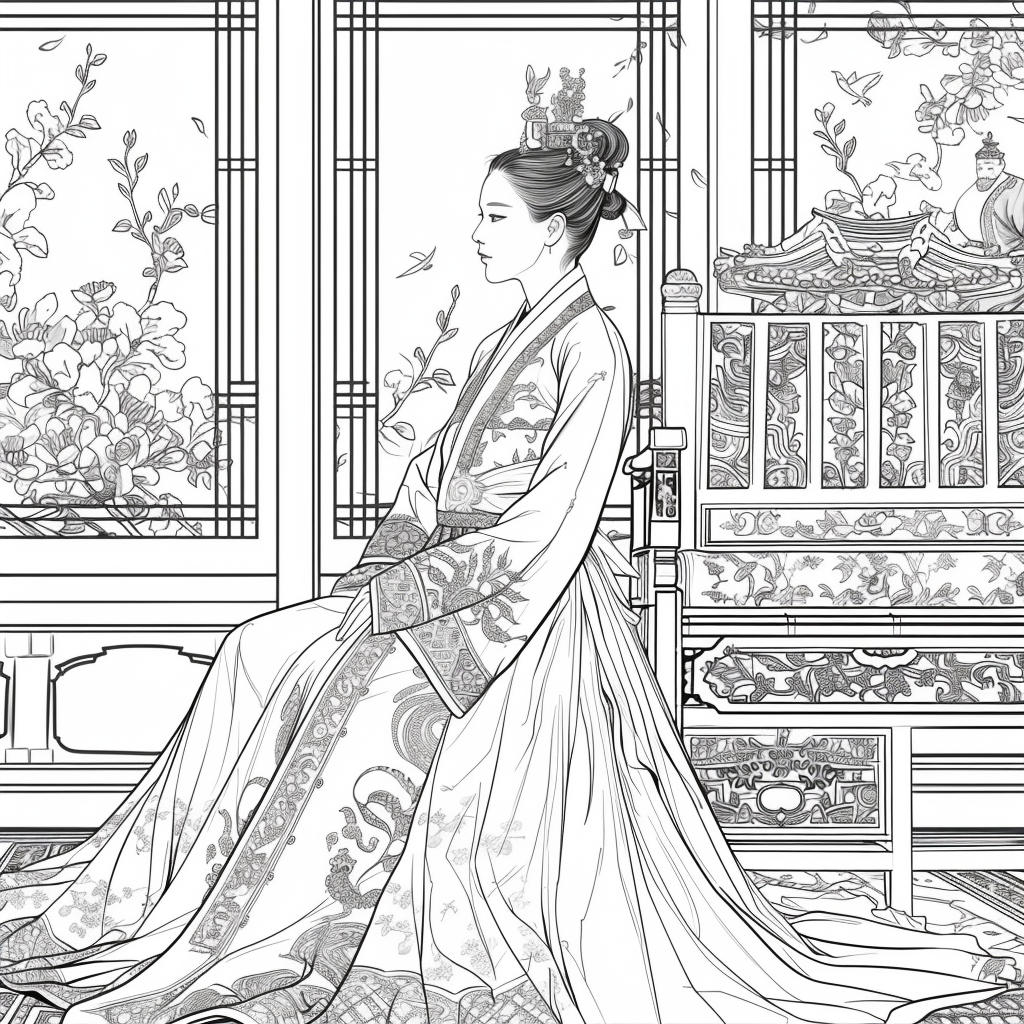 Throne of Blossoms: Korean Queen in Golden Hanbok