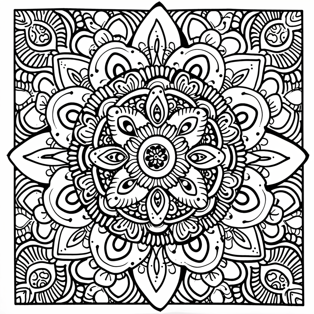 Mandala-style coloring design
