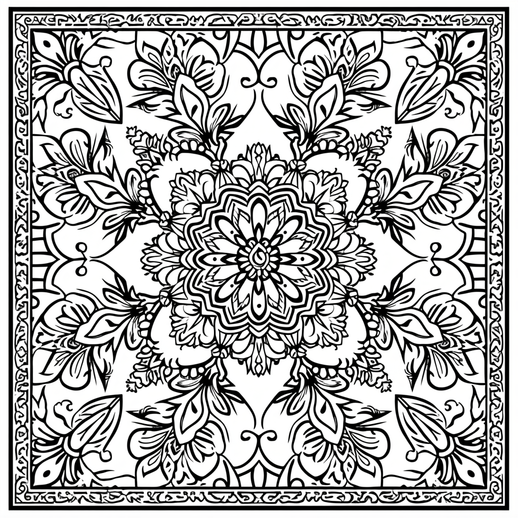 Mandala-style coloring design