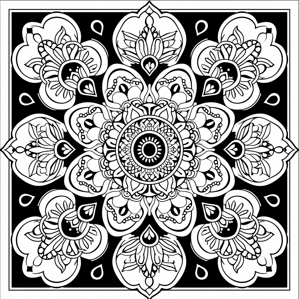 Mandala-style coloring design