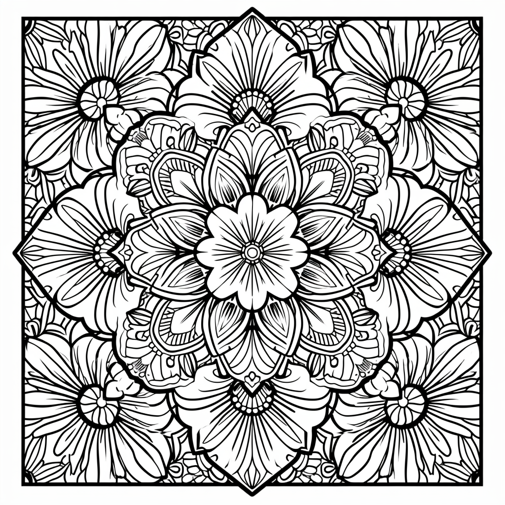 Mandala-style coloring design