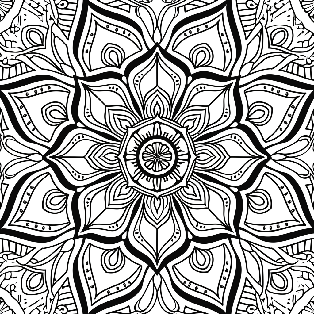 Mandala-style coloring design