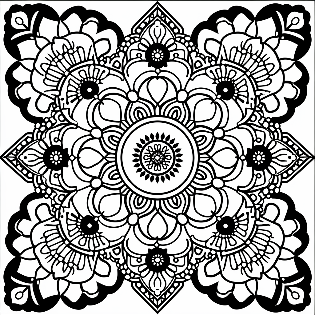 Mandala-style coloring design