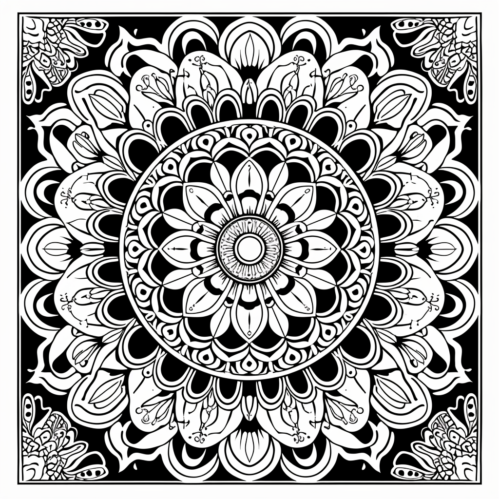 Mandala-style coloring design