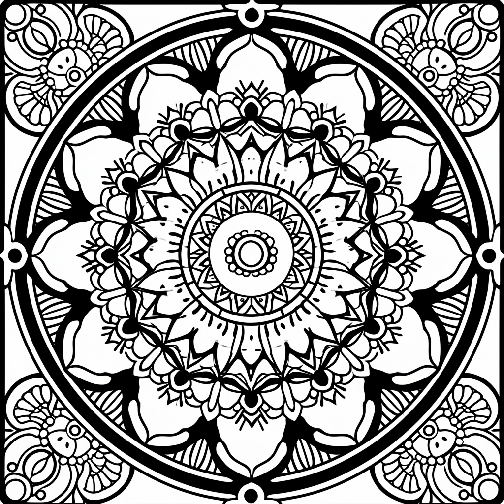 Mandala-style coloring design