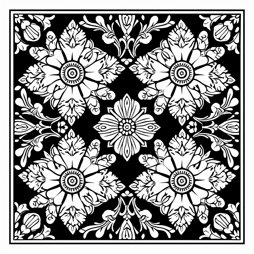 Mandala-style coloring design
