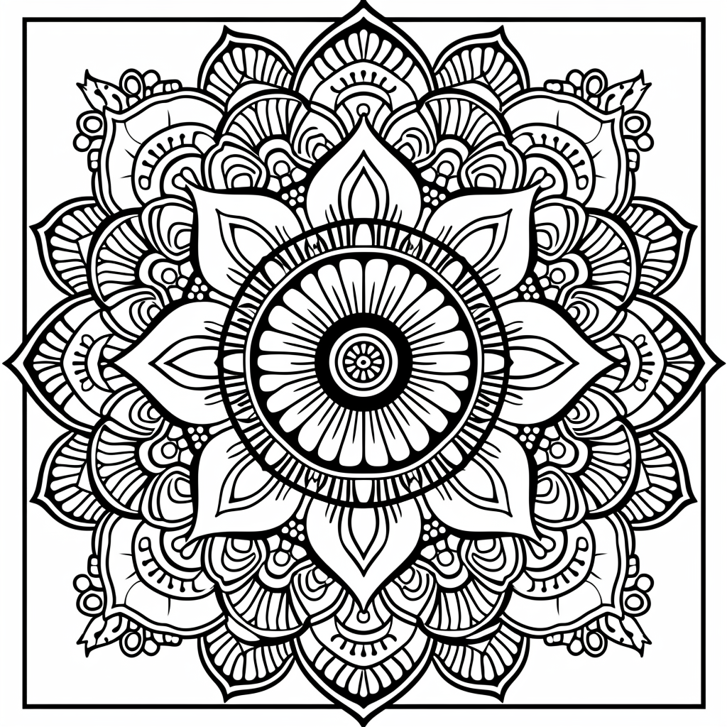 Mandala-style coloring design