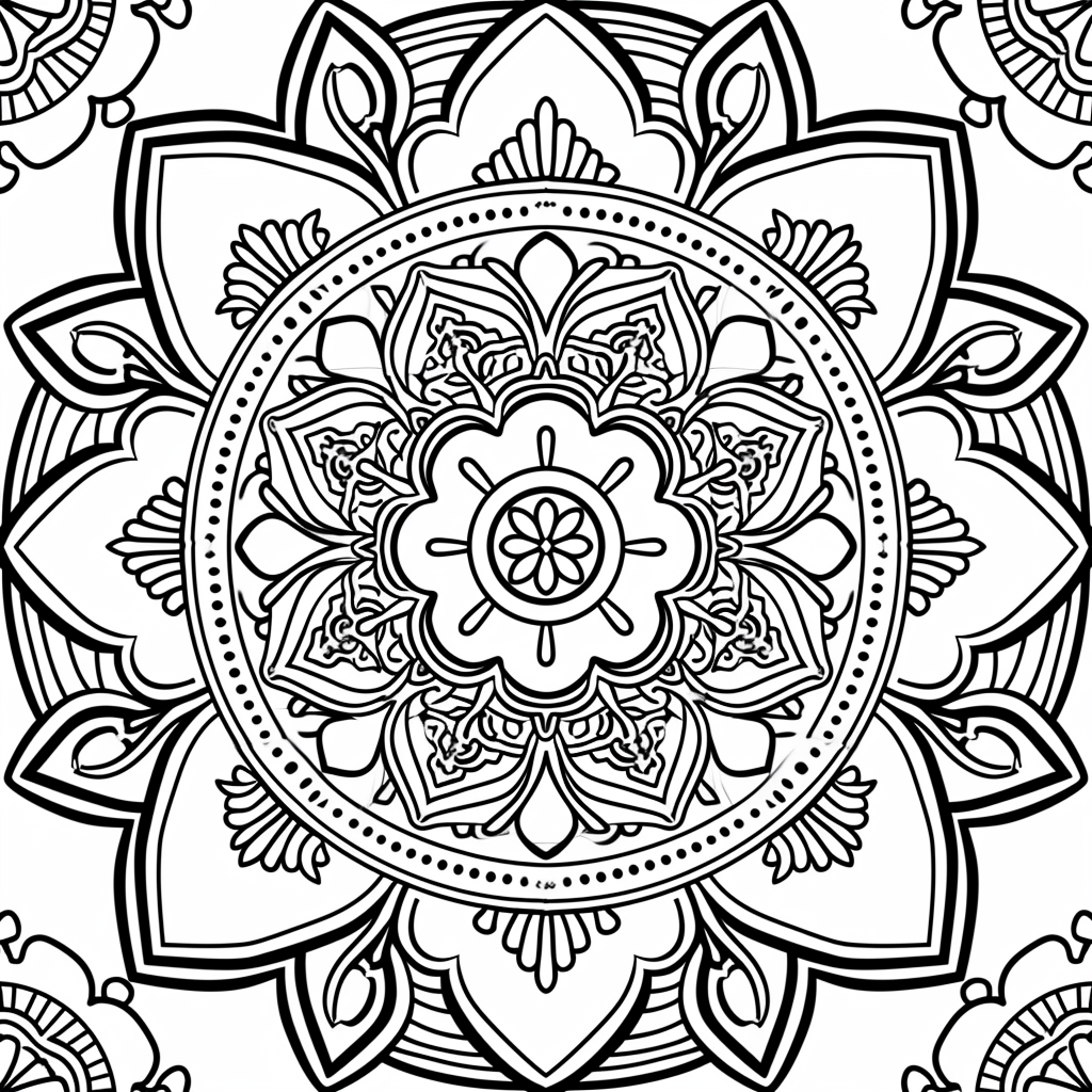 Mandala-style coloring design